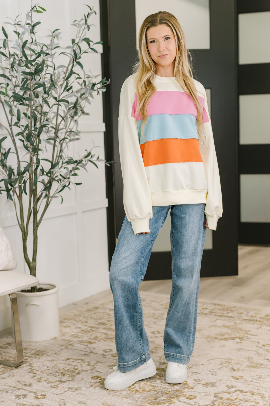 Humor Me Color Block Relaxed Pullover