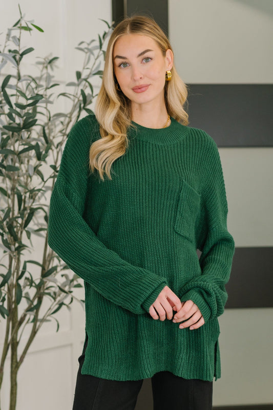 Quick Nap Textured Pullover in Hunter Green