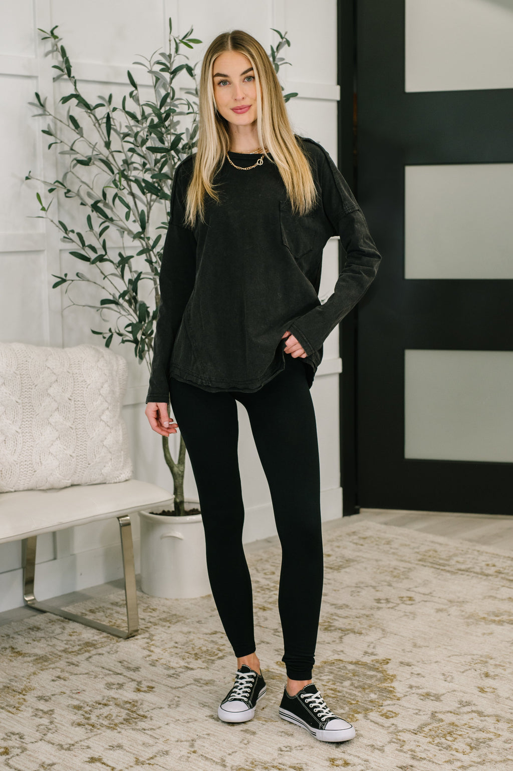 Simple as That Drop Shoulder Exposed Seam Top